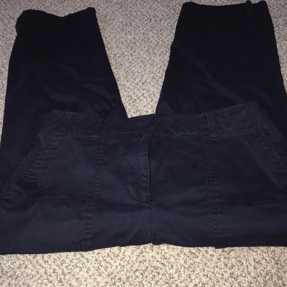 Talbots Navy Blue High Waist Patch Straight Leg Cropped Bottoms
